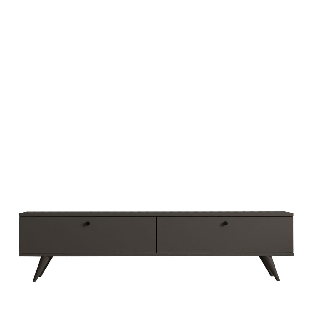 Meuble TV 2 portes en bois L160cm - Gris anthracite