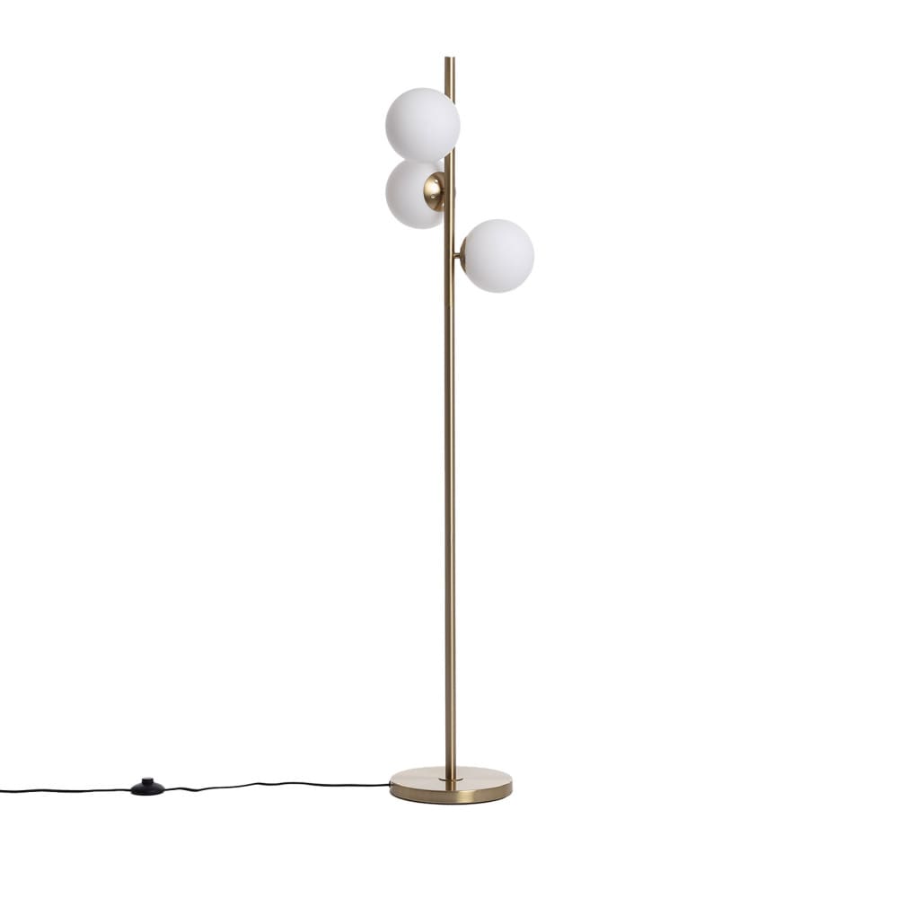 Lampadaire avec 3 points - verre laiton