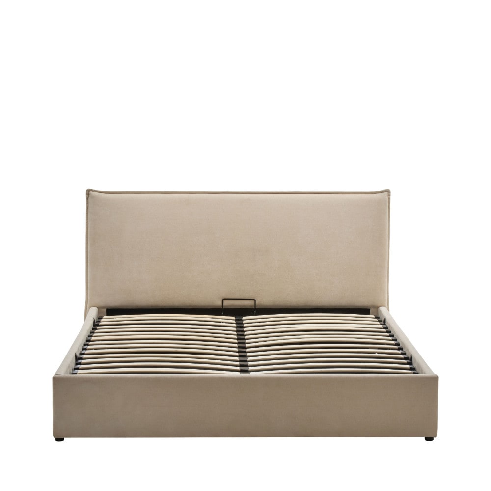 Lit coffre en tissu 160x200cm - beige Lit coffre en tissu 160x200cm - beige