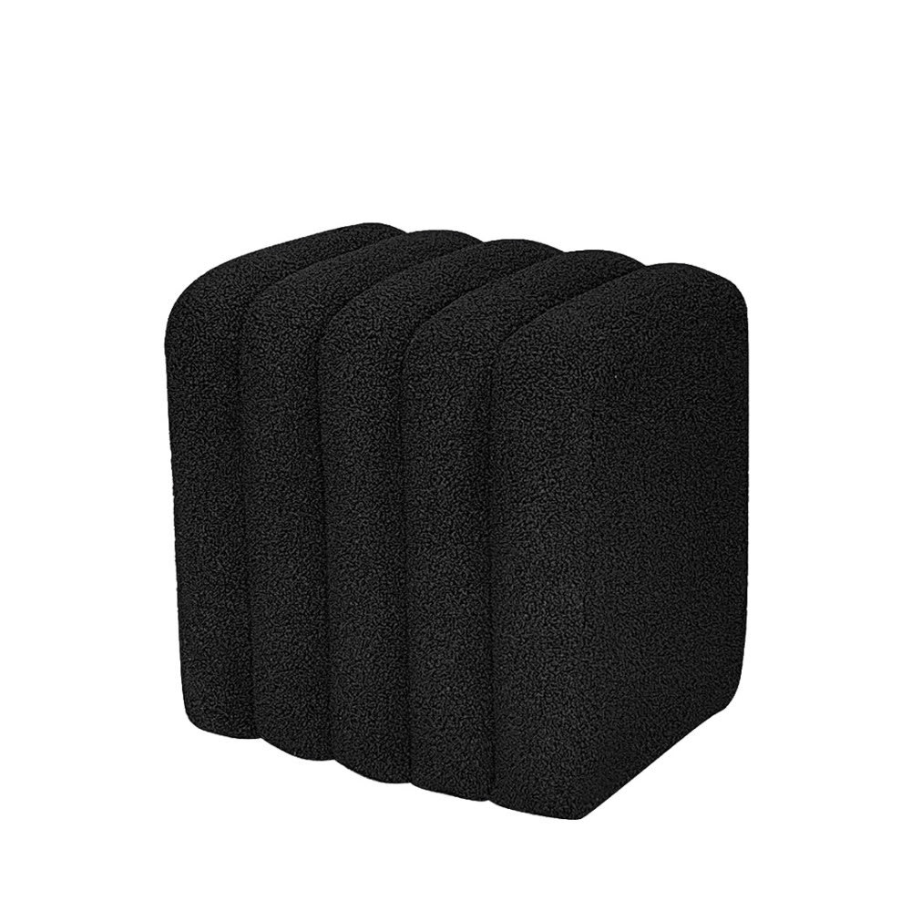 Pouf rembourré en tissu bouclette - noir