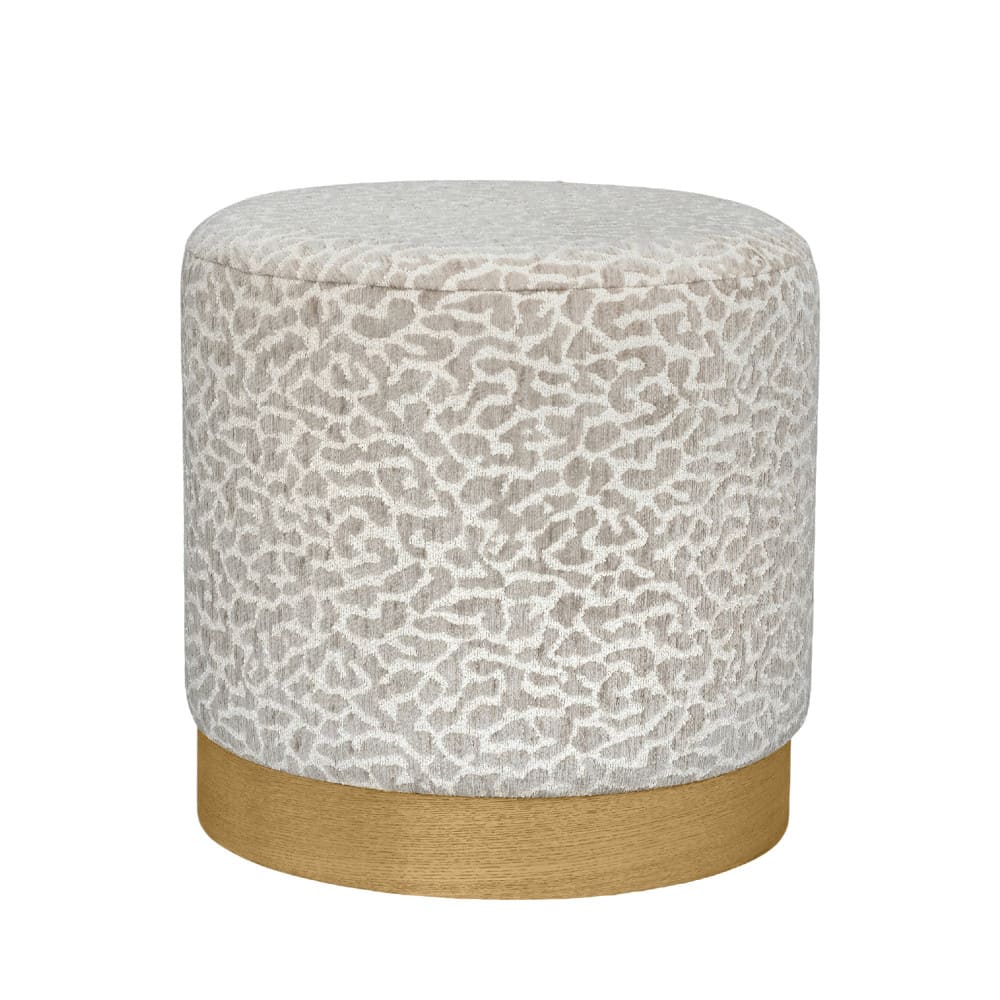 Pouf rond en tissu imprimé léopard ø 40cm - beige