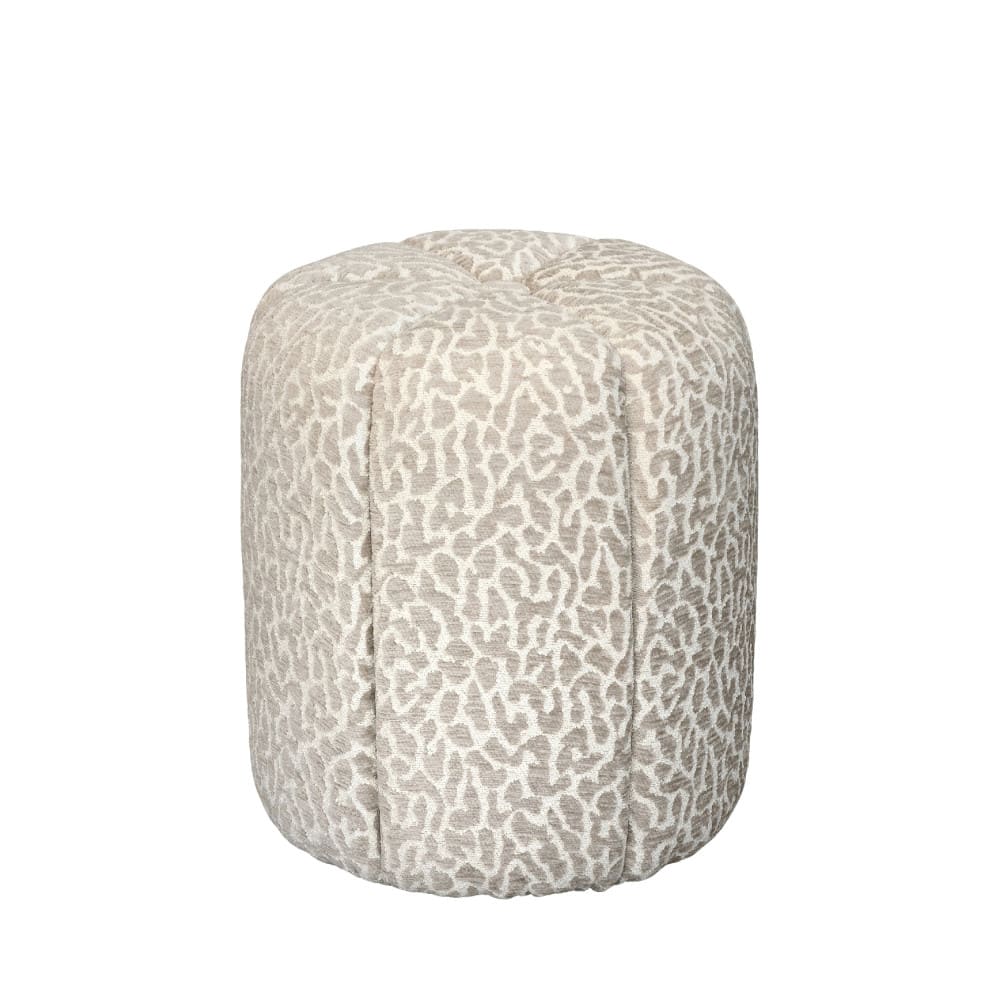 Pouf en tissu imprimé léopard ø 38cm - beige Pouf en tissu imprimé léopard ø 38cm - beige