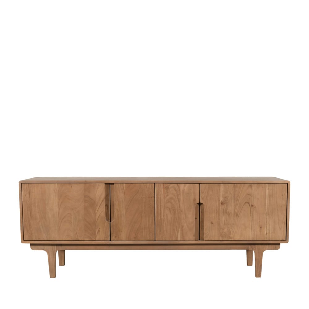 Meuble tv 4 portes en bois massif L150cm - Bois foncé
