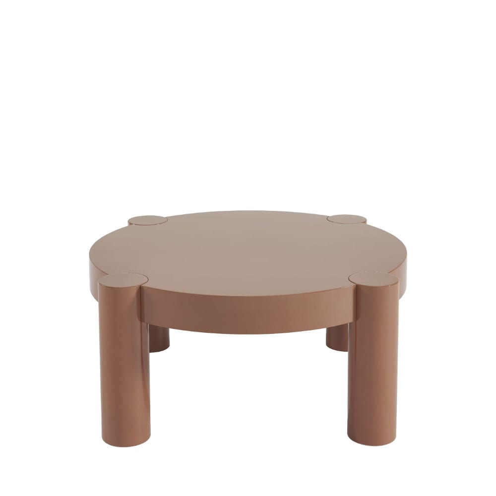 Table basse ronde en bois laqué ø85,5cm - Terracotta