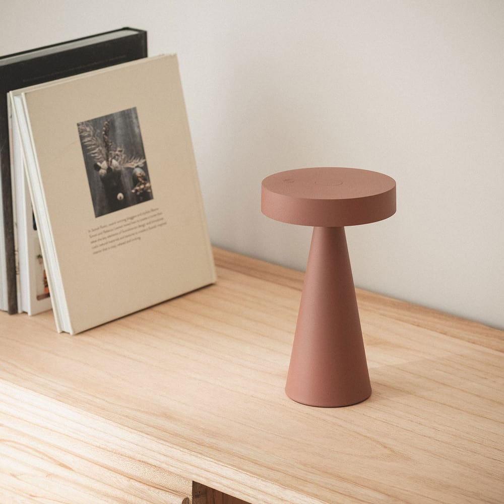 Lampe à poser led sans fil rechargeable - terracotta — vue 3
