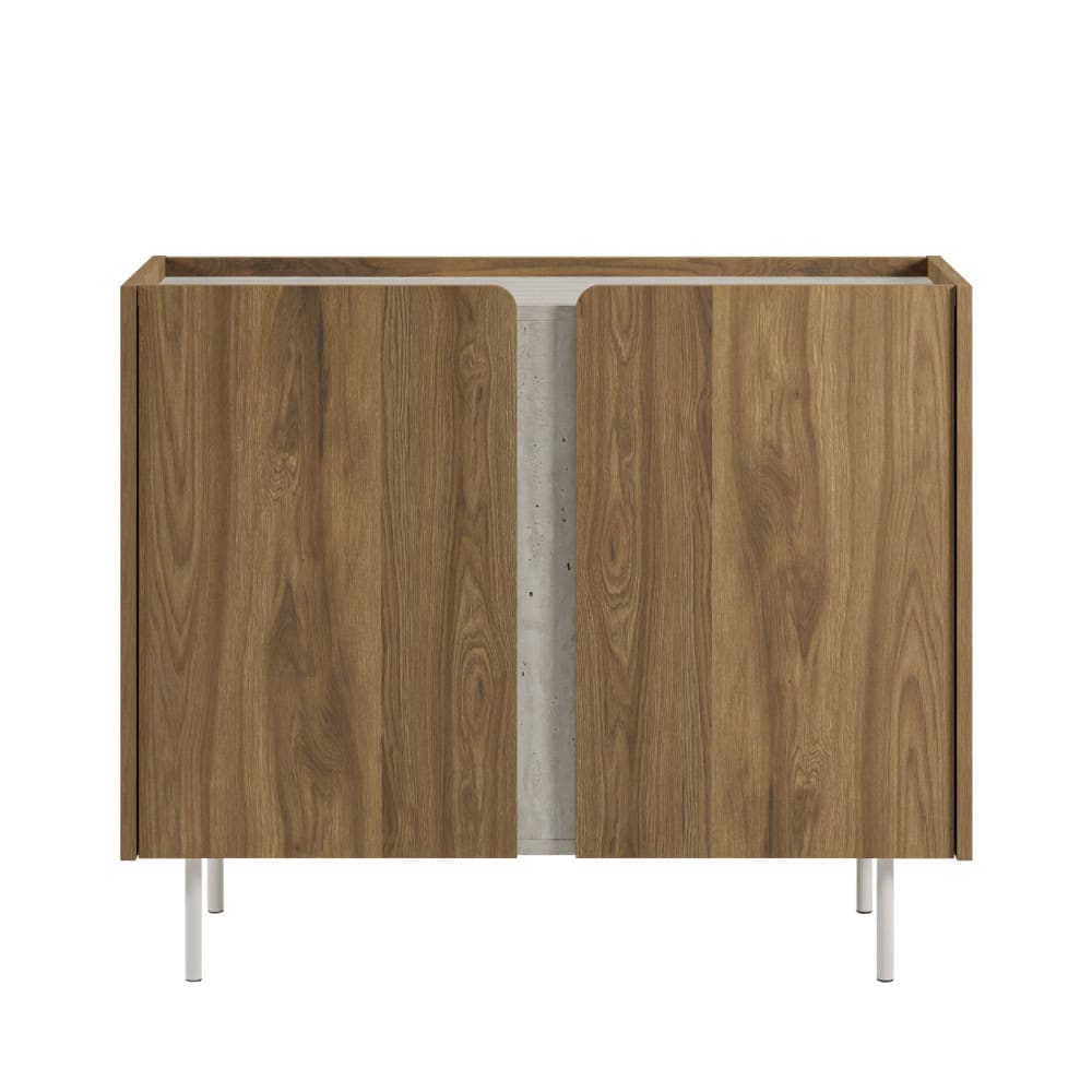 Buffet 2 portes en bois et métal L100cm - Bois foncé