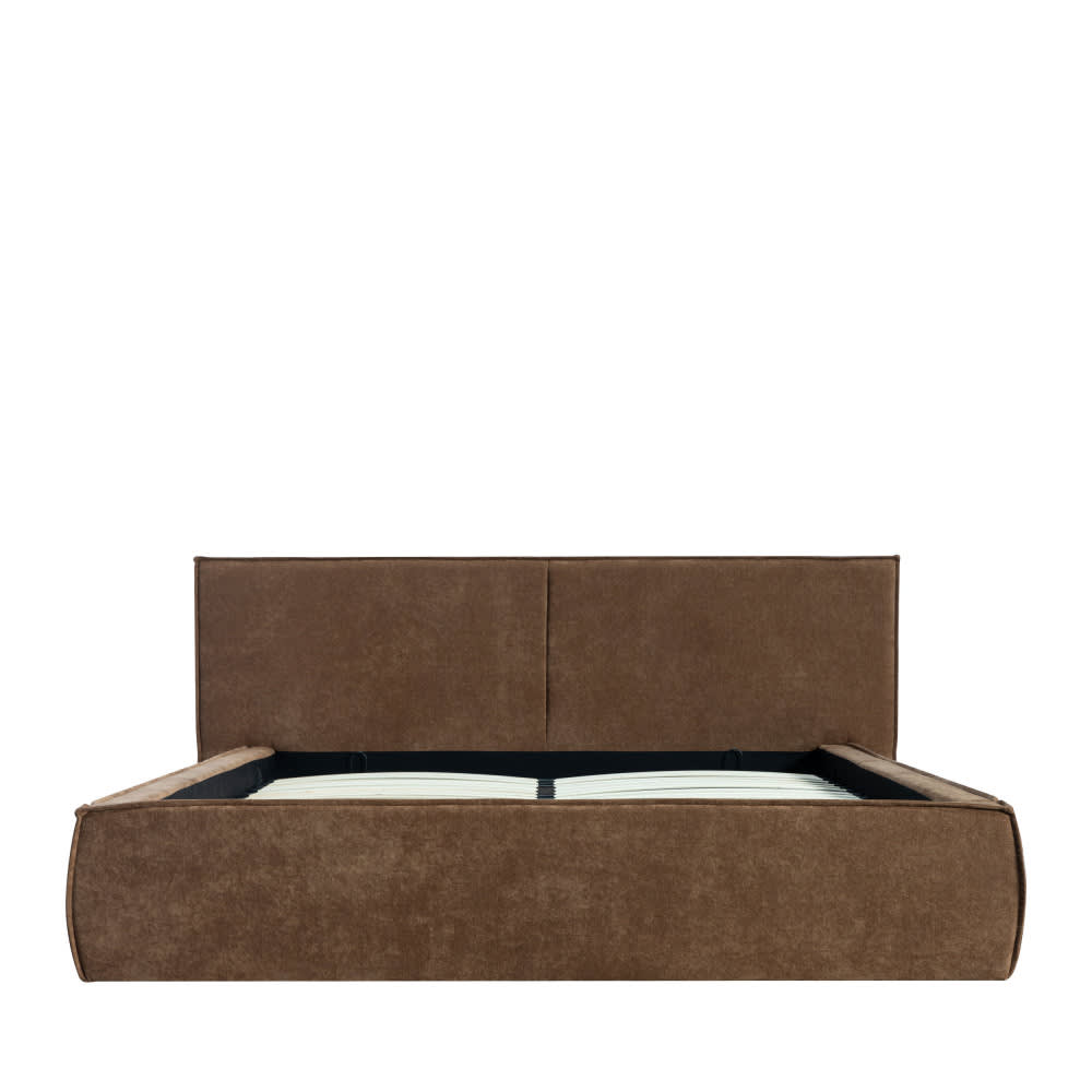Lit coffre en tissu chenille 160x200cm - marron Lit coffre en tissu chenille 160x200cm - marron