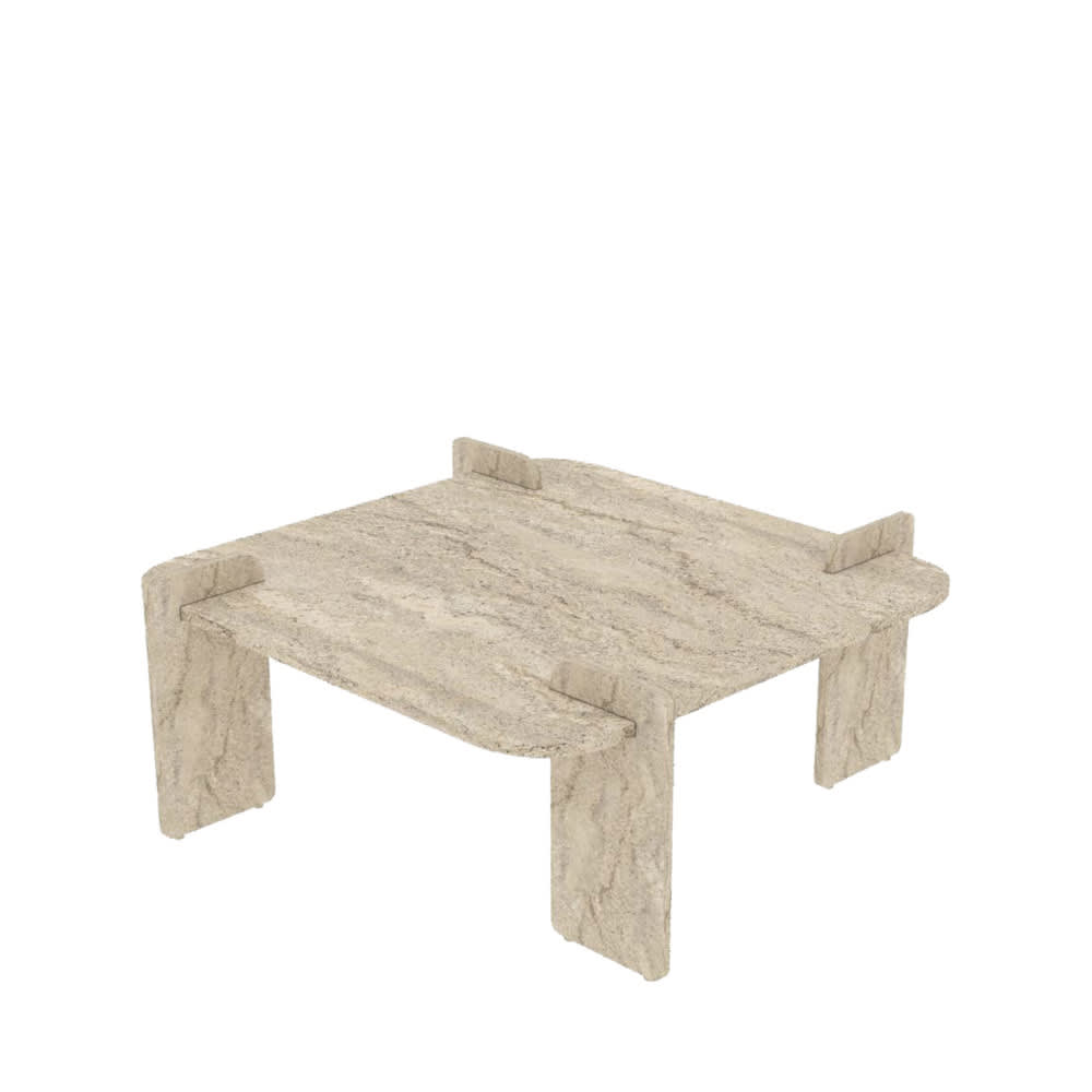 Table basse effet travertin 90x90cm - Beige