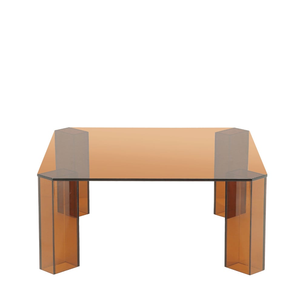 Table basse carrée en verre 80x80cm - Verre ambré