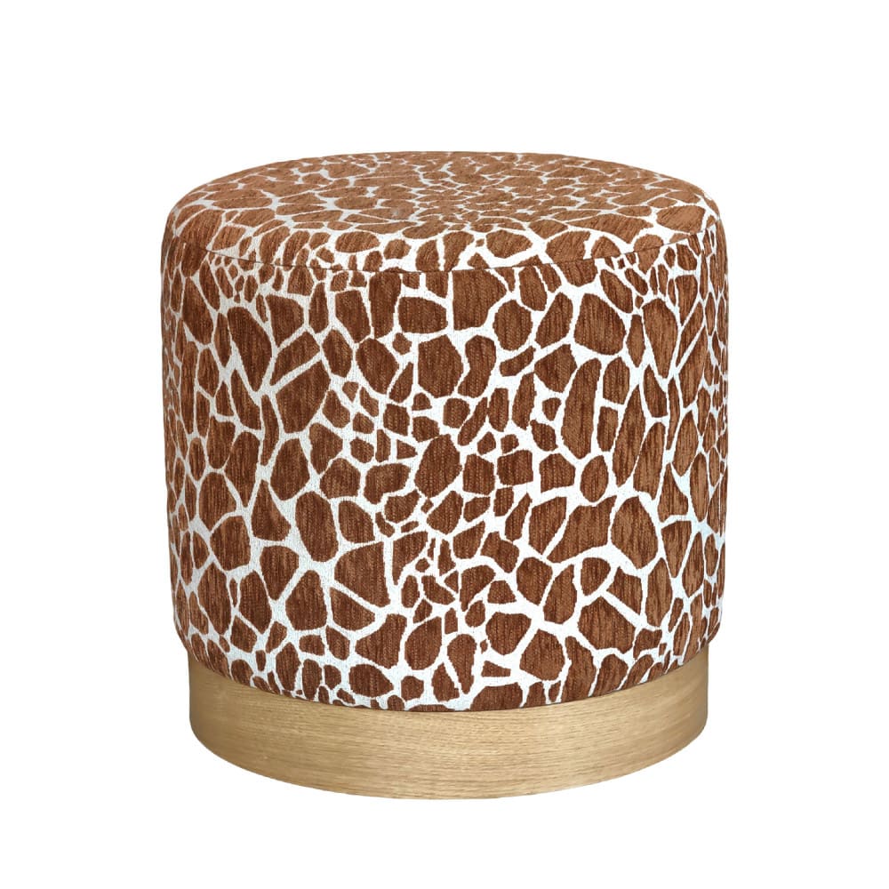Pouf rond en tissu imprimé girafe ø 40cm - marron