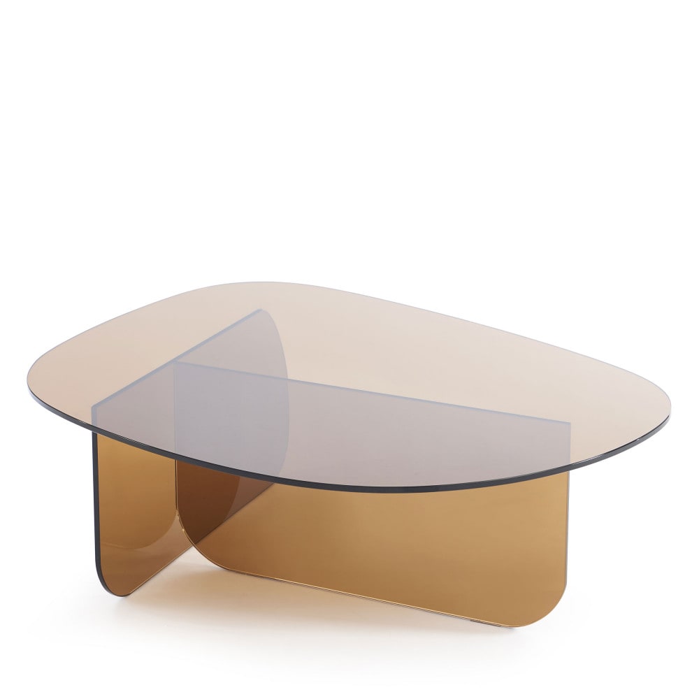 Table basse organique en verre L100cm - Verre ambré