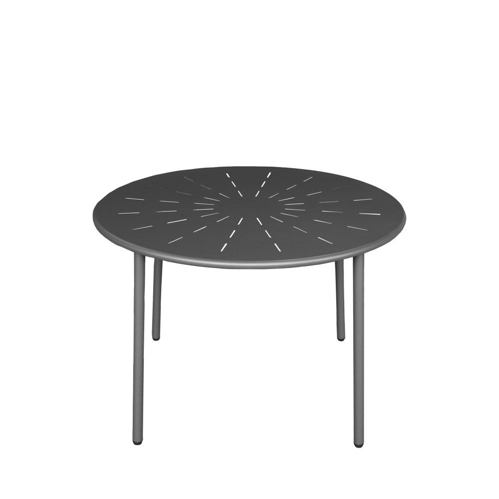 Table à manger de jardin 4 personnes ronde en métal  - Gris foncé
