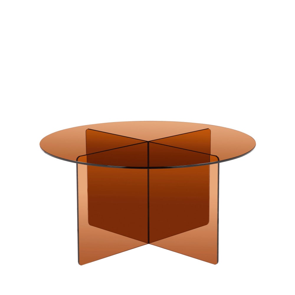 Table basse ronde en verre ø80cm - Marron