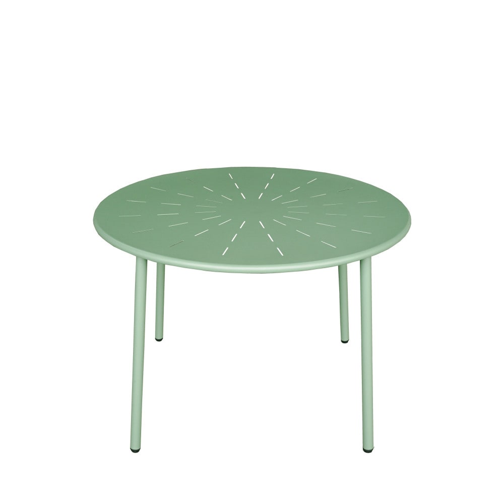 Table à manger de jardin 4 personnes ronde en métal  - Vert