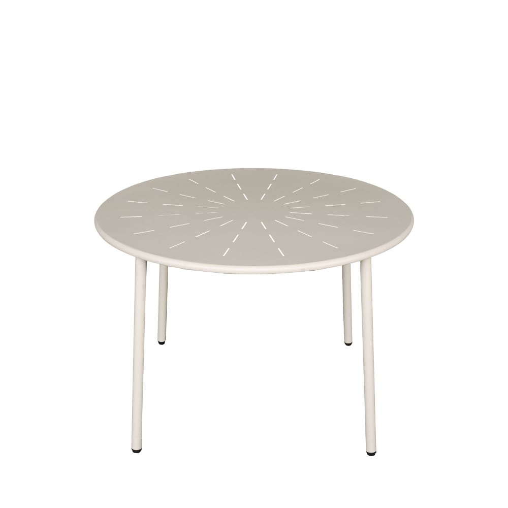 Table à manger de jardin 4 personnes ronde en métal  - Beige