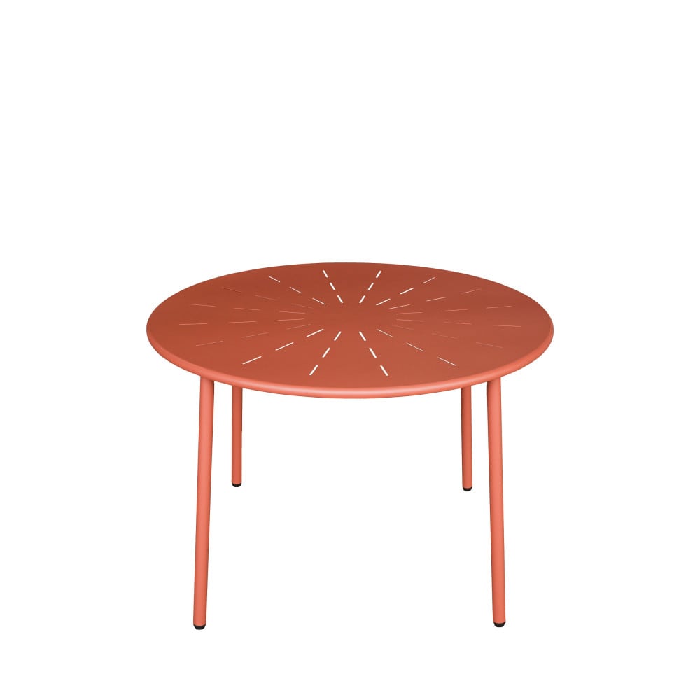 Table à manger de jardin 4 personnes ronde en métal  - Terracotta