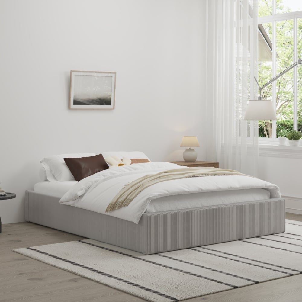 Concept Usine Bett mit Aufbewahrungsbox 160x200 cm graues Cord style modern - Samt