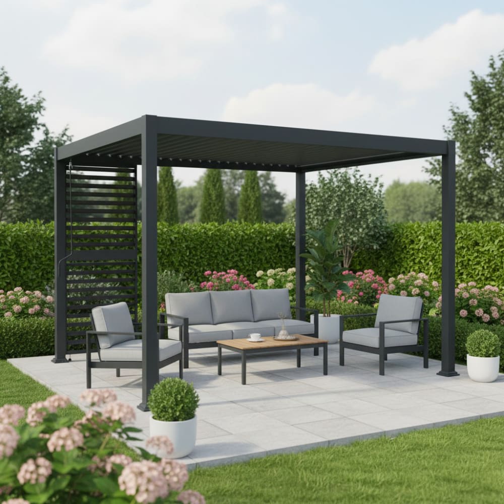 Claustra en alu anthracite pour pergola