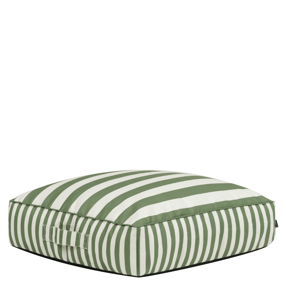 Pouf coussin de sol extérieur en tissu tissé rayé vert olive