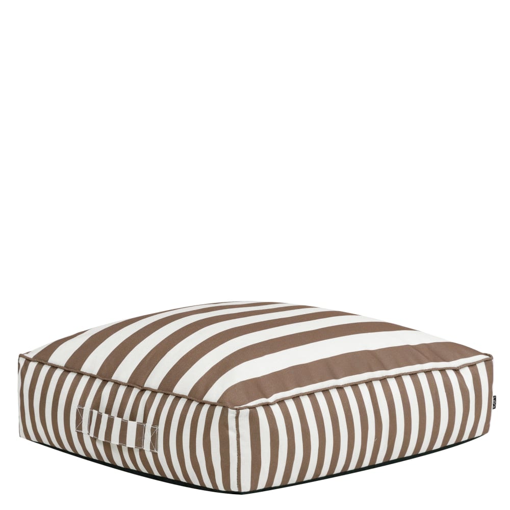 Pouf coussin de sol extérieur en tissu tissé rayé marron chocolat