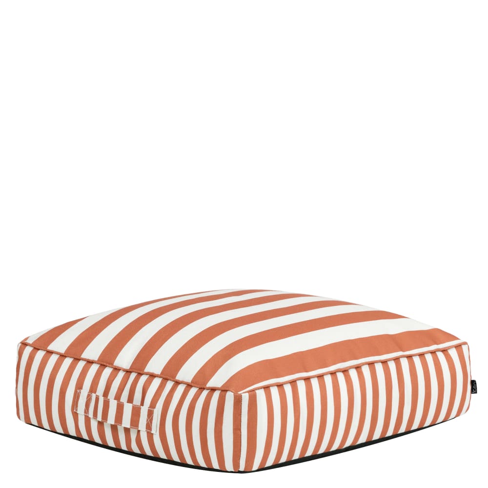 Pouf coussin de sol extérieur en tissu tissé rayé orange terracotta