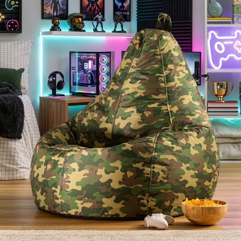 Sitzsack für Kinder mit hoher Rückenlehne, grünes