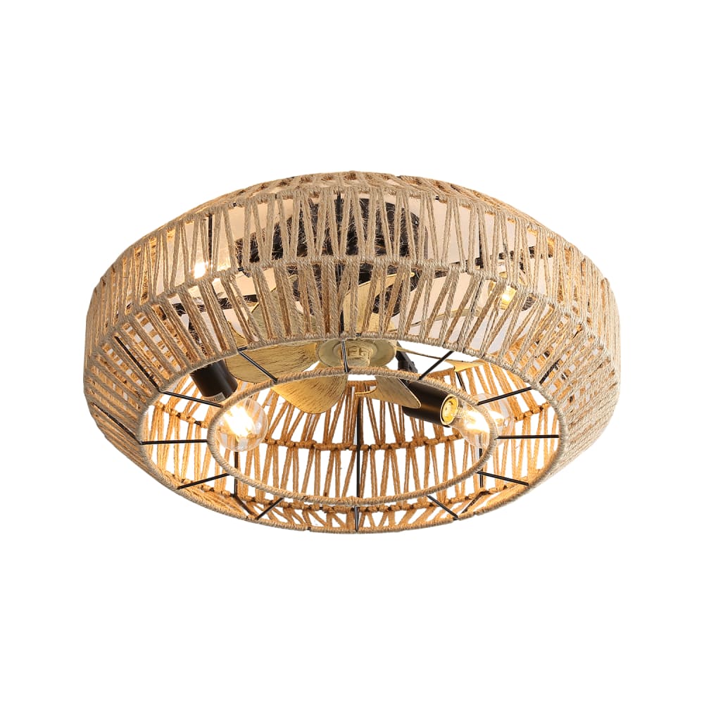 Ventilateur plafond boho rotin 56 cm LED 6 vitesses