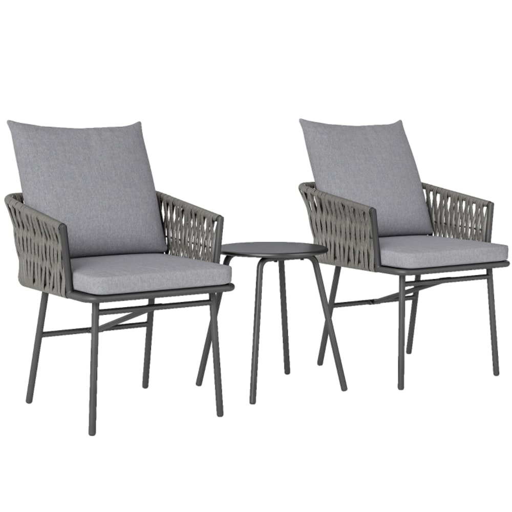 Salon de balcon 2 places gris cordage et coussins confort