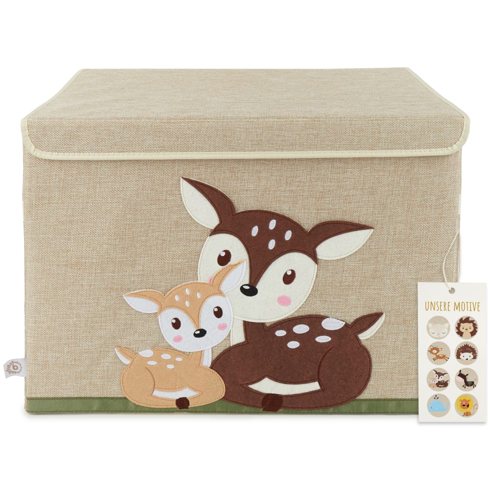 Coffre à jouets en tissu pliable avec couvercle, chevreuil Coffre à jouets en tissu pliable avec couvercle, chevreuil