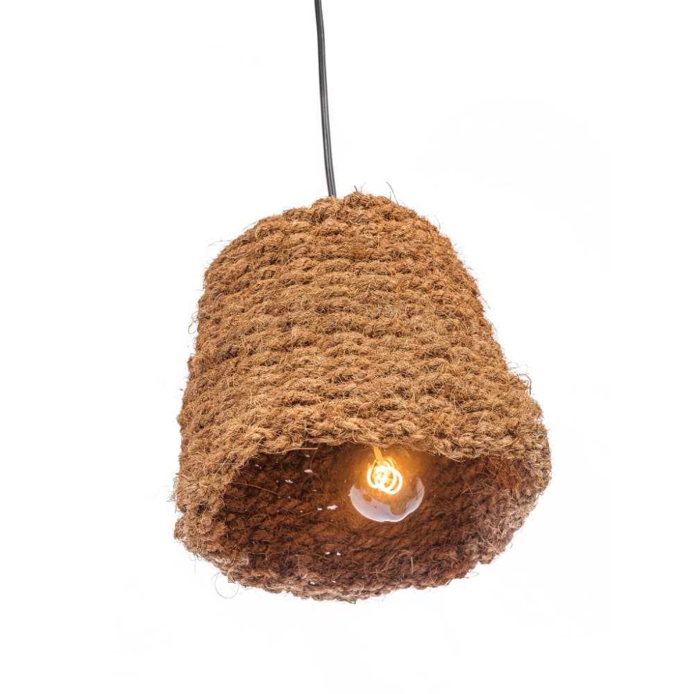Suspension conique marron en fibre de coco