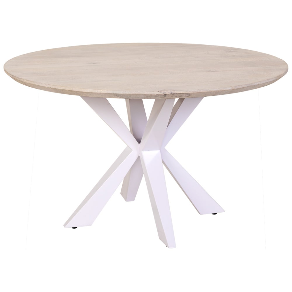 Wanderlust deco Esstisch aus Holz, 130x130x77 cm (H), Weißer style modern Weiß Holz