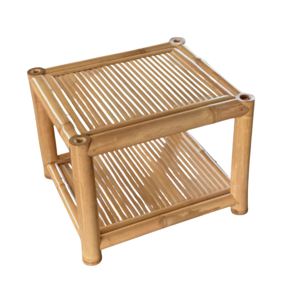 Table basse beige en bambou