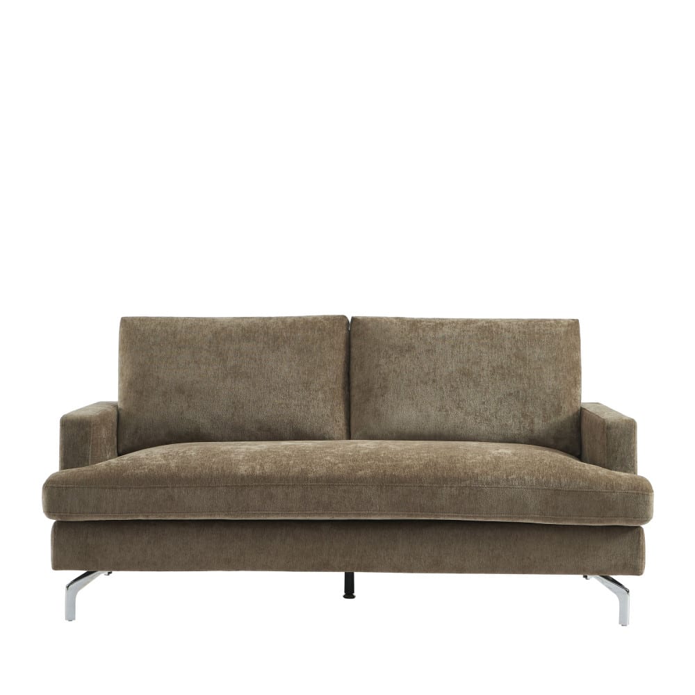 Canapé 3 places en tissu pieds chrome - Marron glacé