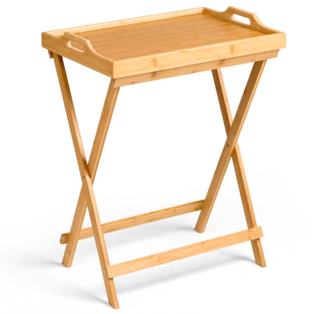 Table pliante en bambou plateau amovible 50x36x64.5cm Table pliante en bambou plateau amovible 50x36x64.5cm