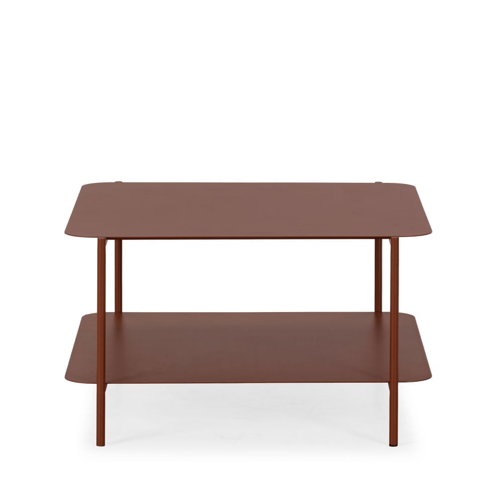Table basse en métal à double plateau - Marron glacé