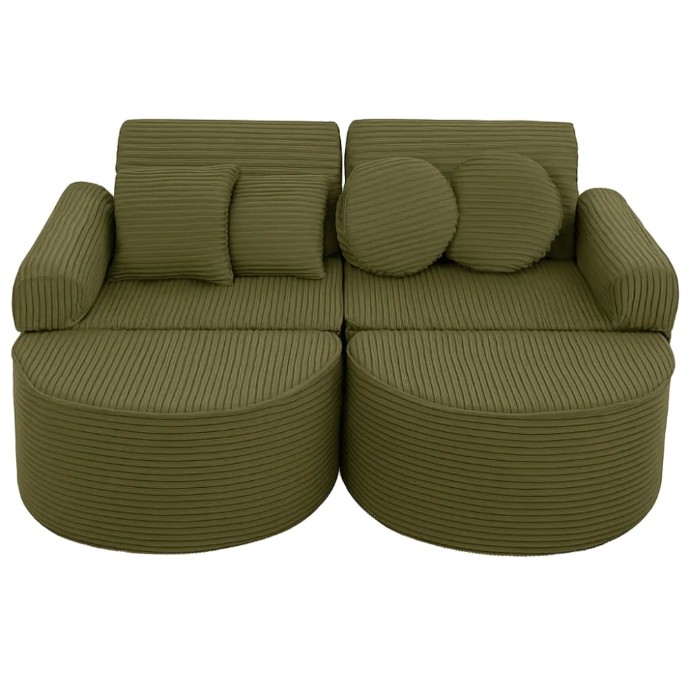 Canapé enfant modulable 120 cm velours 12 pcs, kaki