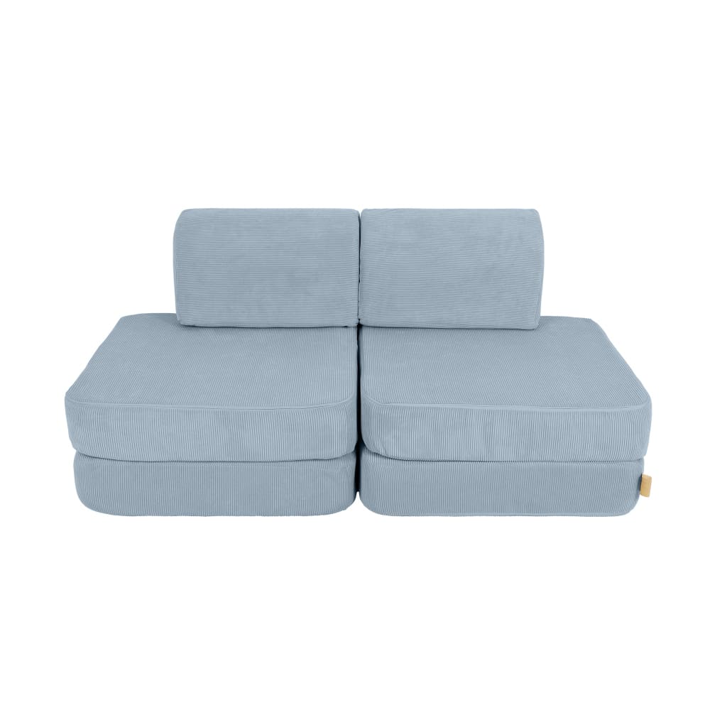 Canapé enfant 4 modules 120 cm velours côtelé fin, bleu