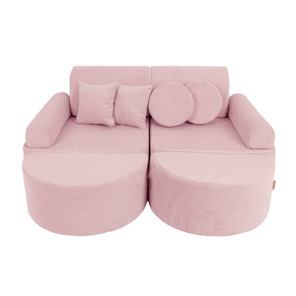 Canapé enfant 12 modules 120 cm velours côtelé fin, rose
