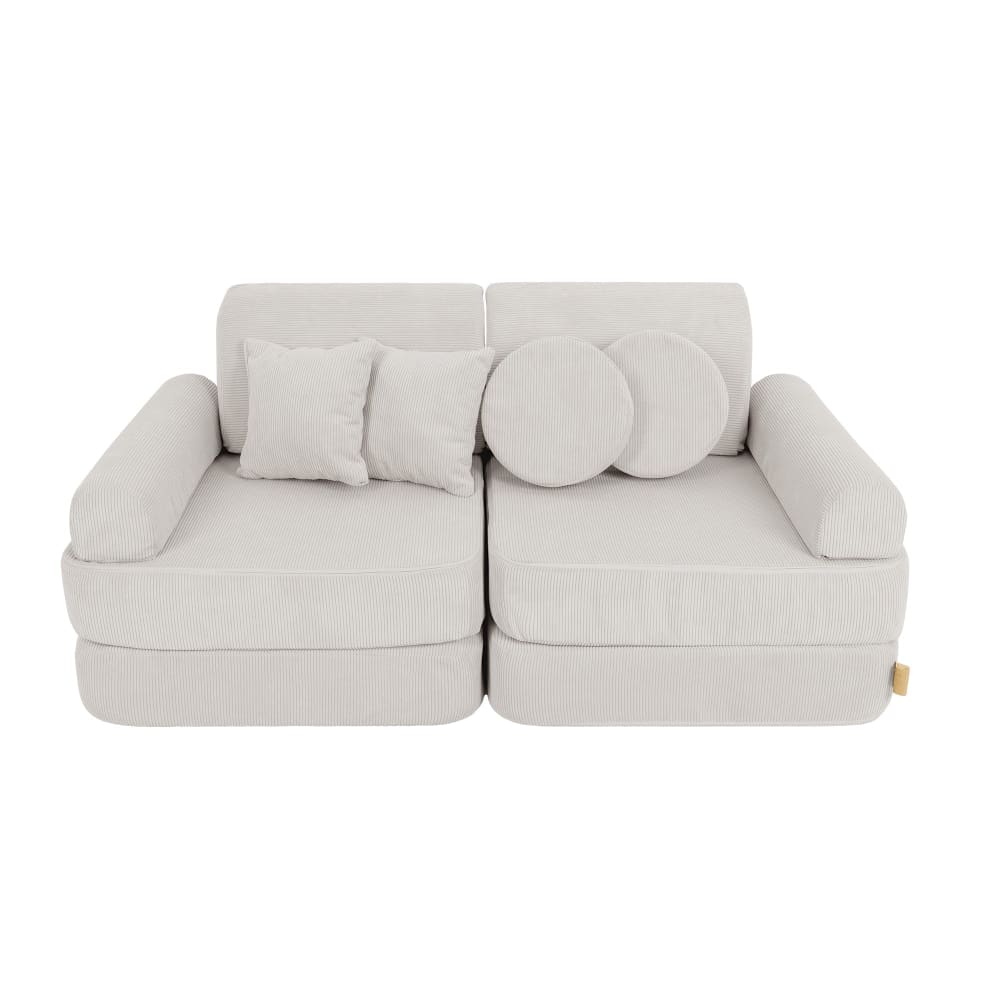 Canapé enfant 10 modules 120 cm velours côtelé fin, gris