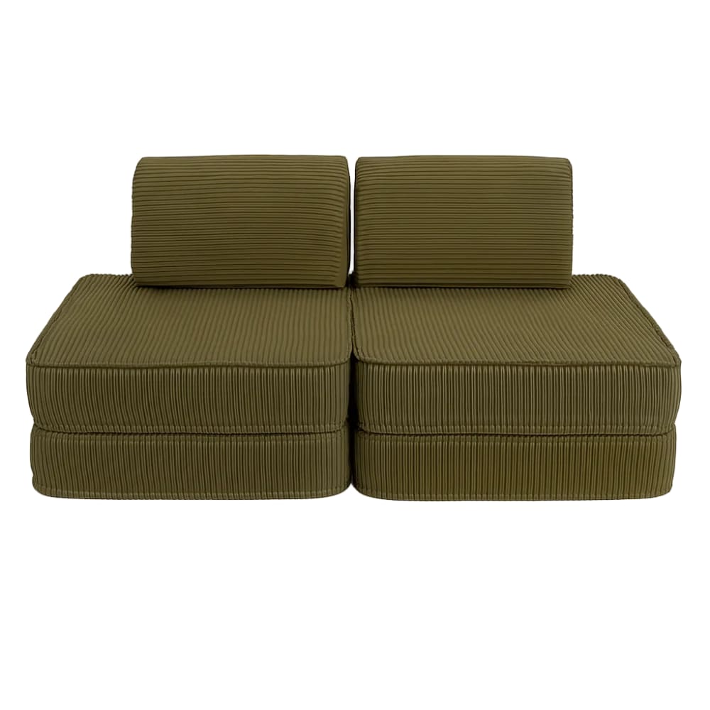Canapé enfant modulable 120 cm velours 4 pcs, kaki