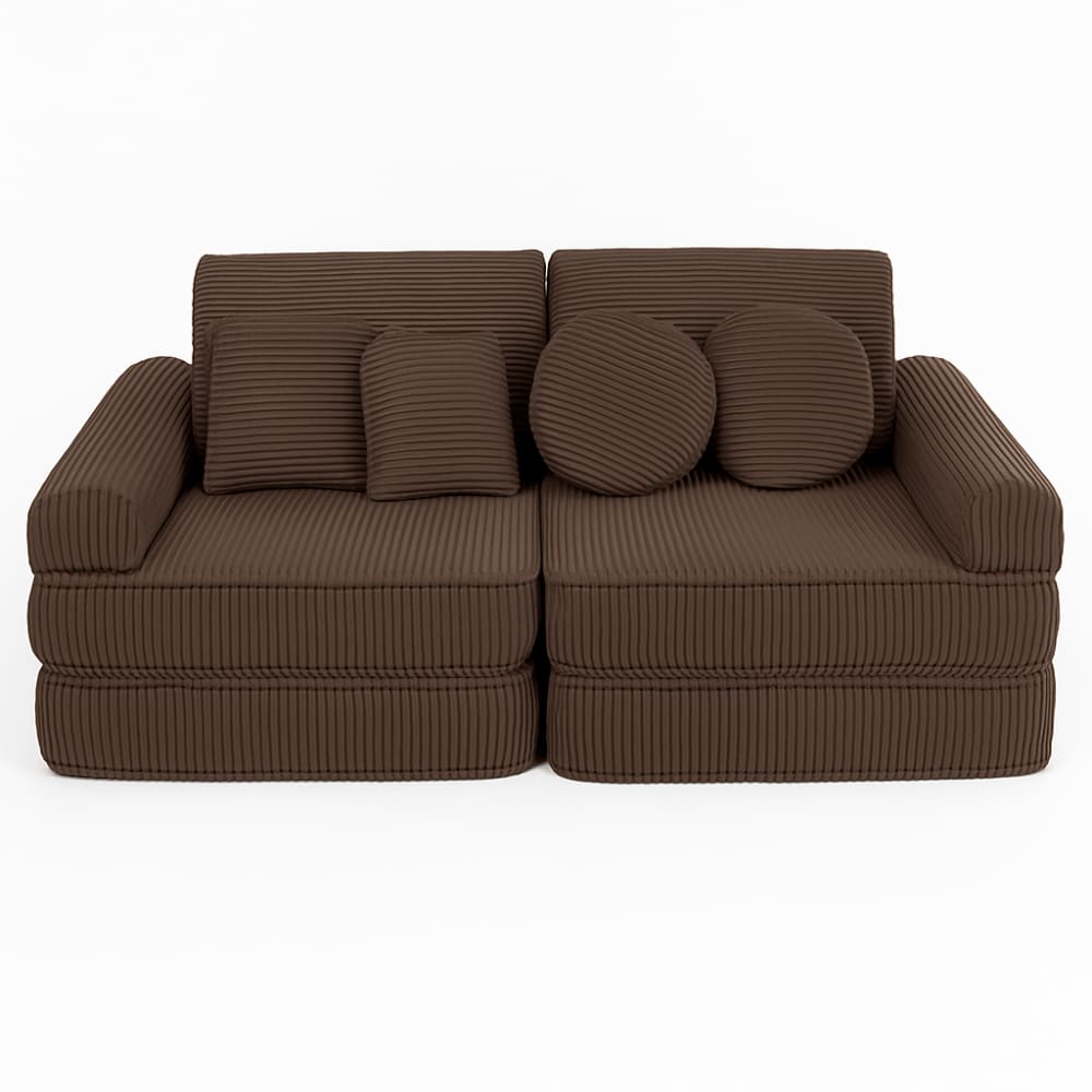 Canapé enfant modulable 120 cm velours 10 pcs, marron