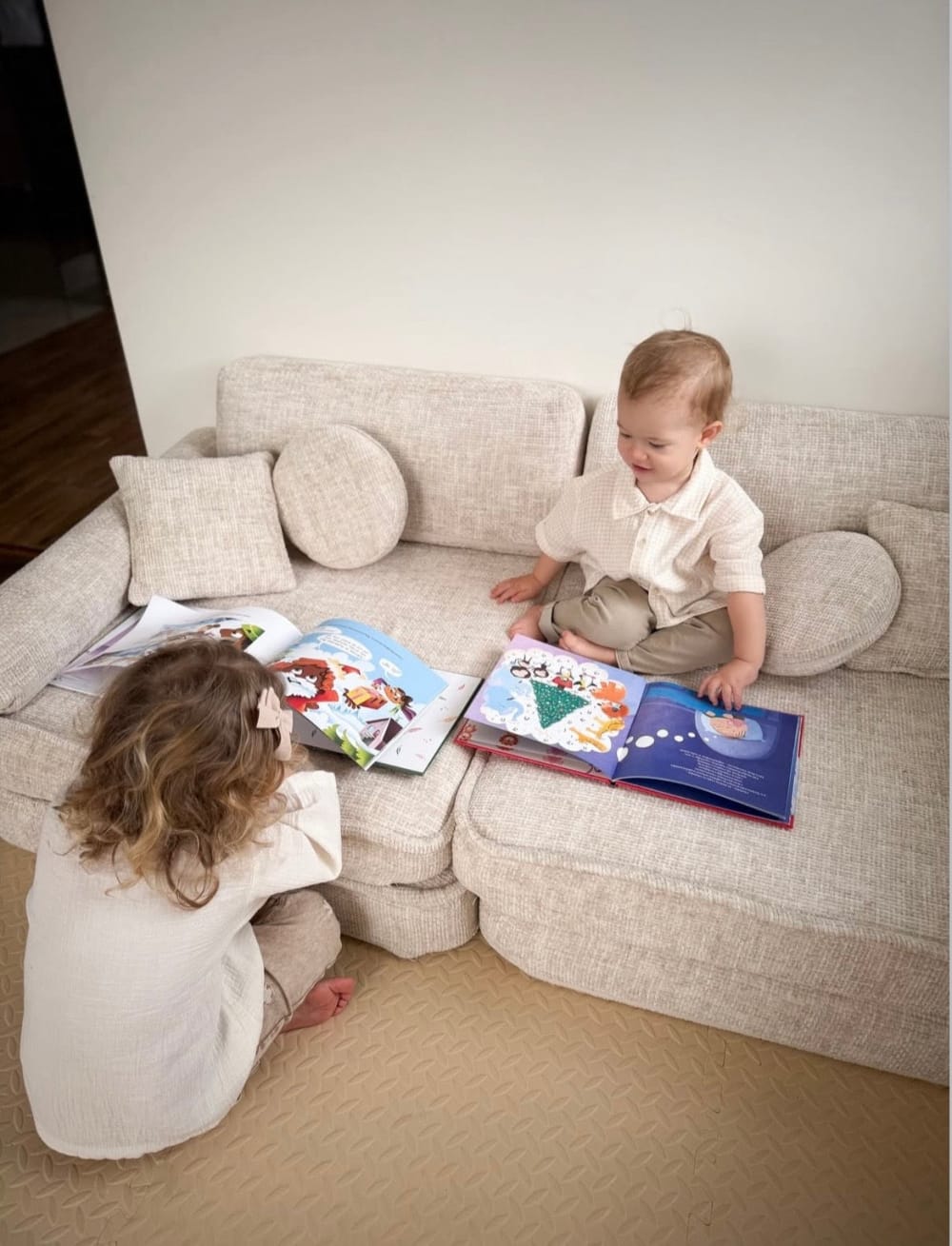 Canapé modulable enfant premium en tweed 10 pcs