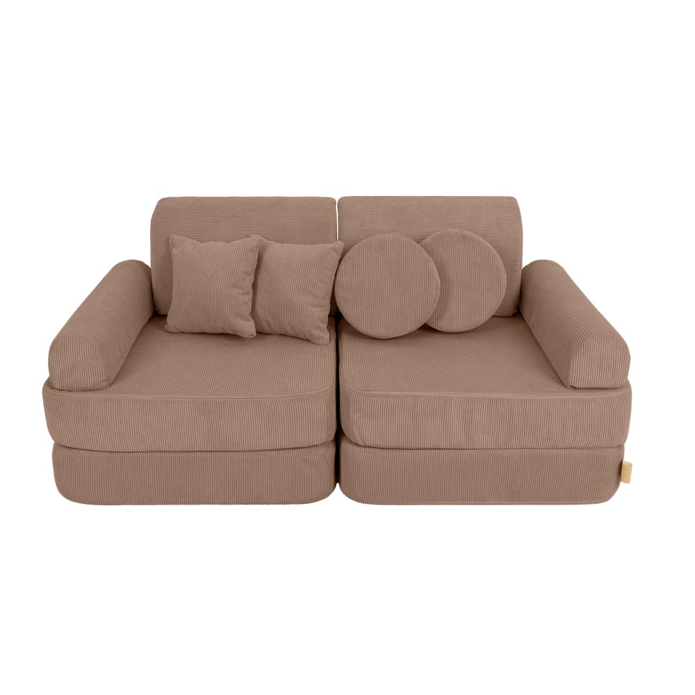 Canapé enfant 10 modules 120 cm velours côtelé fin, marron