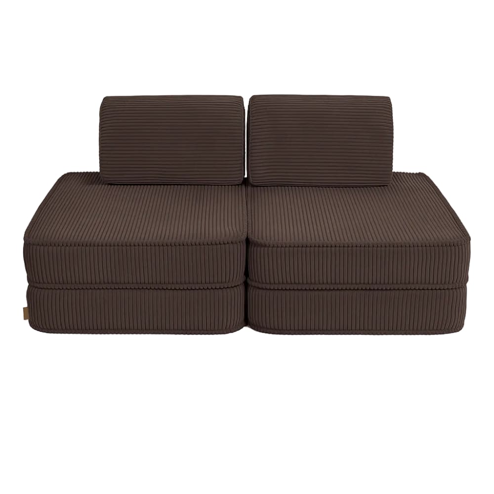 Canapé enfant modulable 120 cm velours 4 pcs, marron