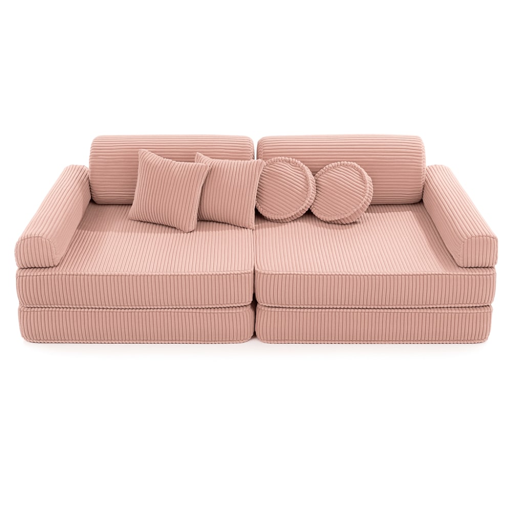 Canapé enfant modulable 160 cm velours 10 pcs, rose