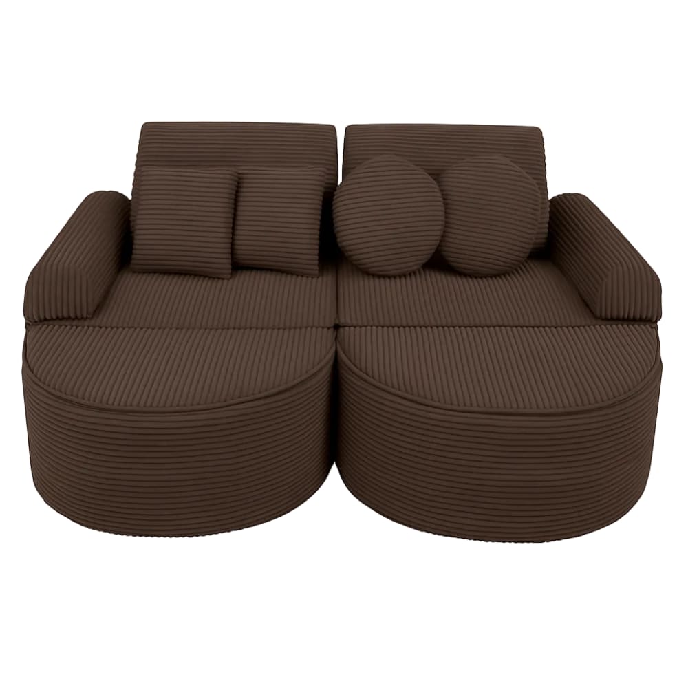 Canapé enfant modulable 120 cm velours 12 pcs, marron
