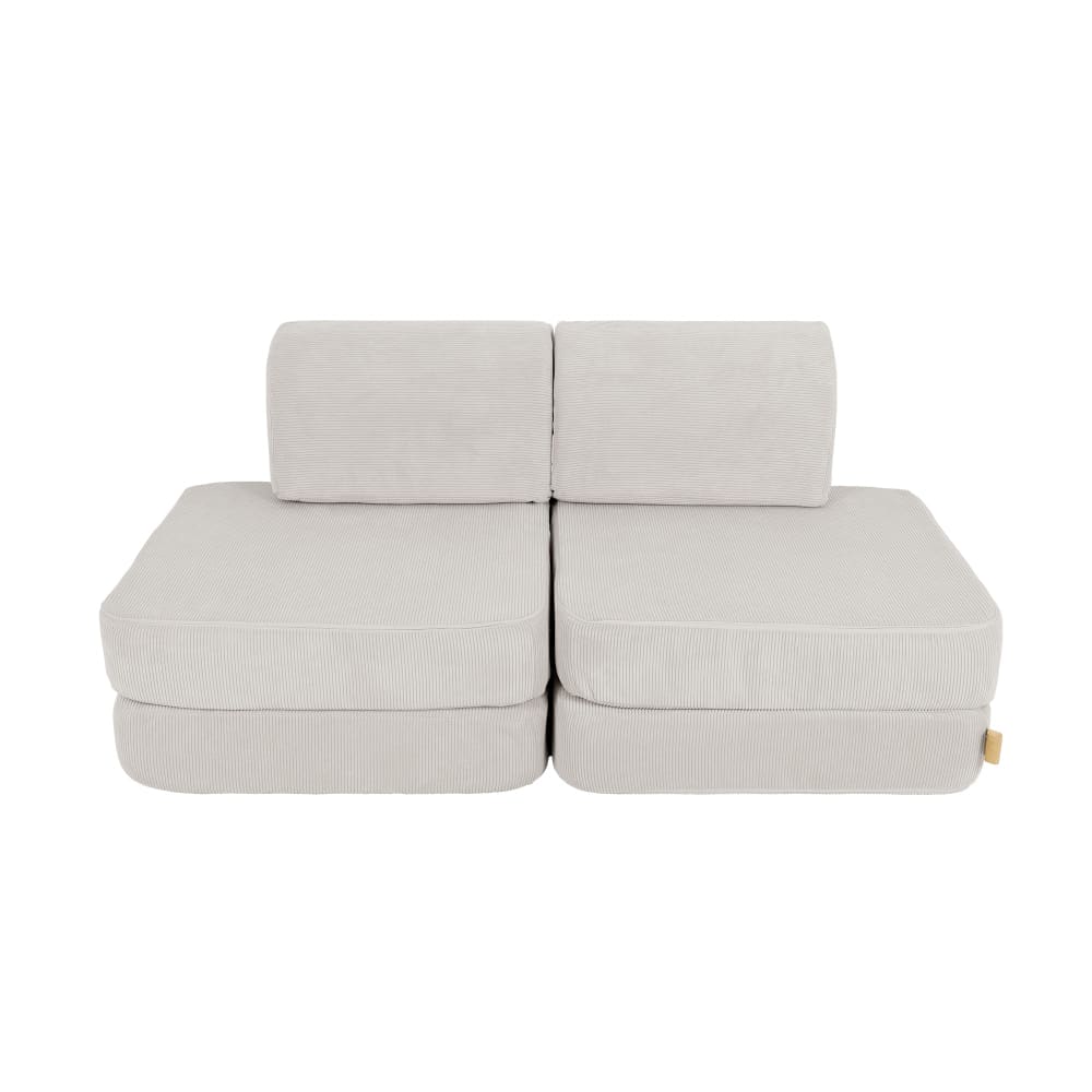 Canapé enfant 4 modules 120 cm velours côtelé fin, gris
