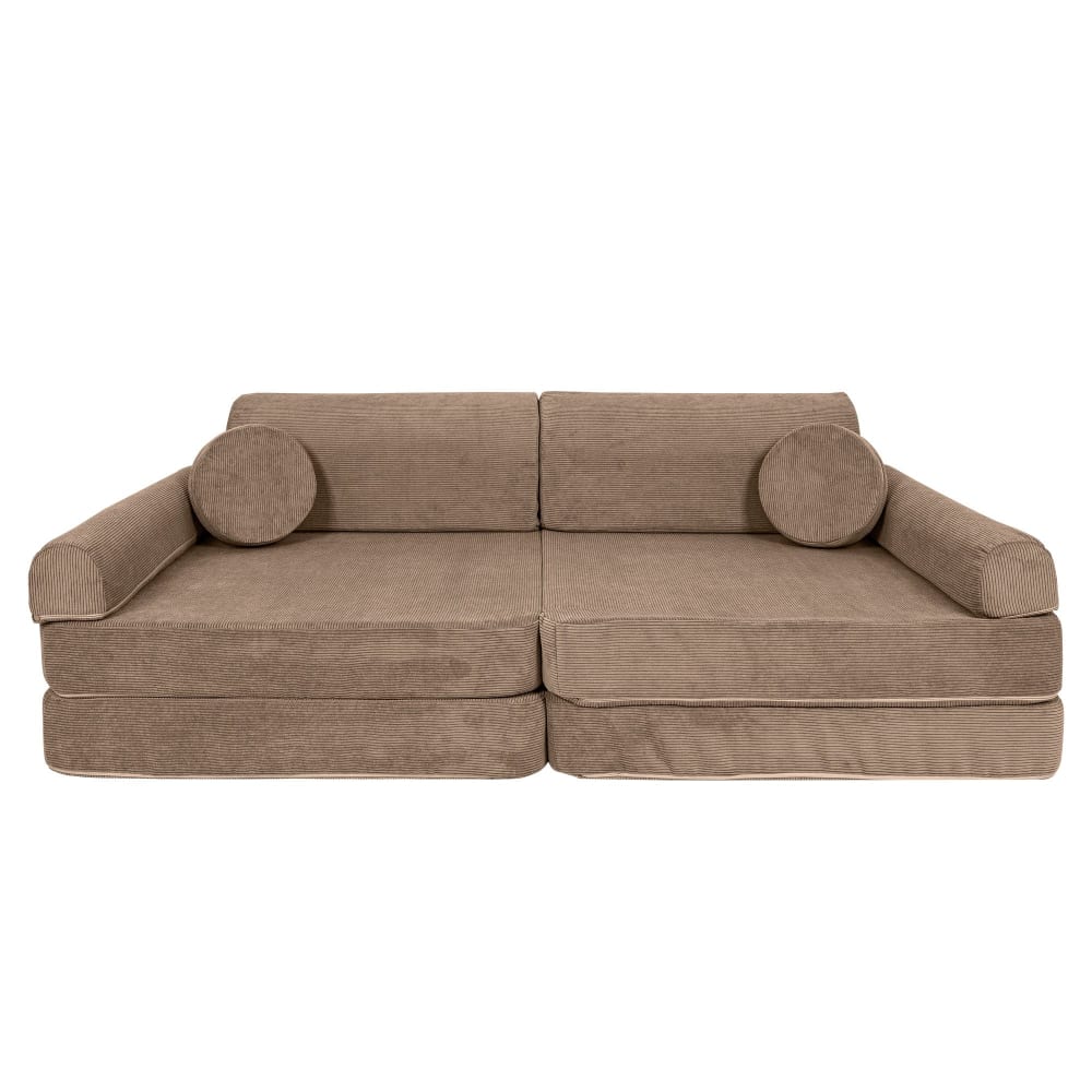 Canapé enfant 8 modules 160 cm velours côtelé fin, marron