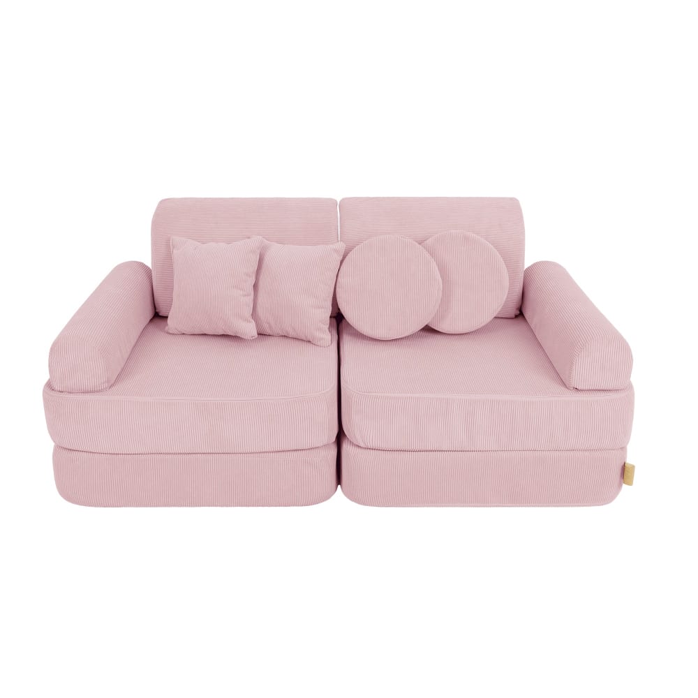 Canapé enfant 10 modules 120 cm velours côtelé fin, rose