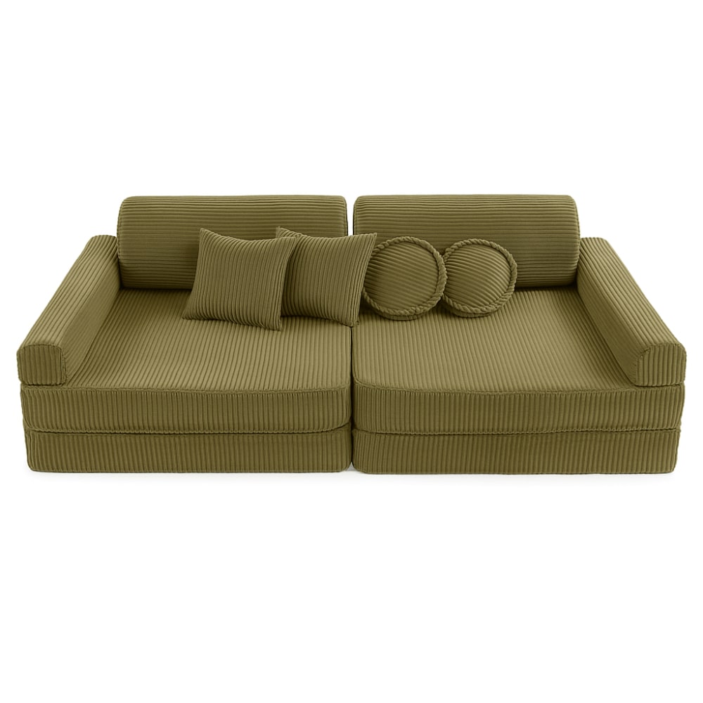 Canapé enfant modulable 160 cm velours 10 pcs, kaki